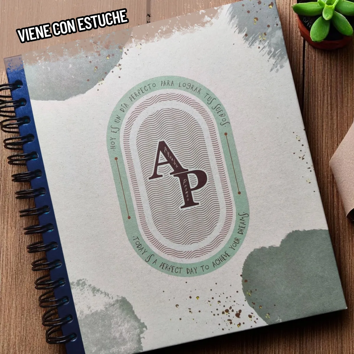 Planeador Agenda Mensual Semanal Diario Permanente Hombre Azul Oscuro