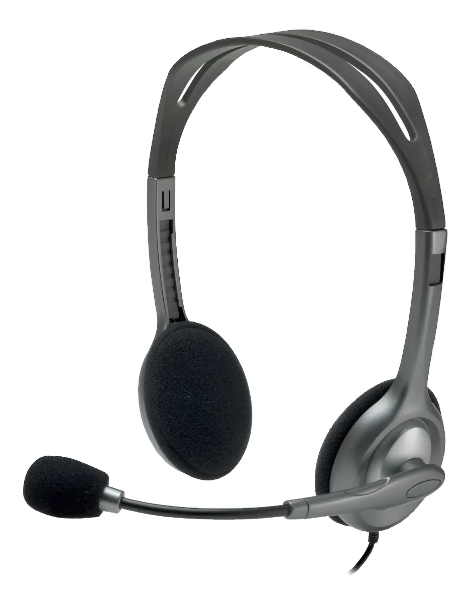 Auriculares Logitech Com Microfono Oficina H111 981-000612 Ajustable Gris