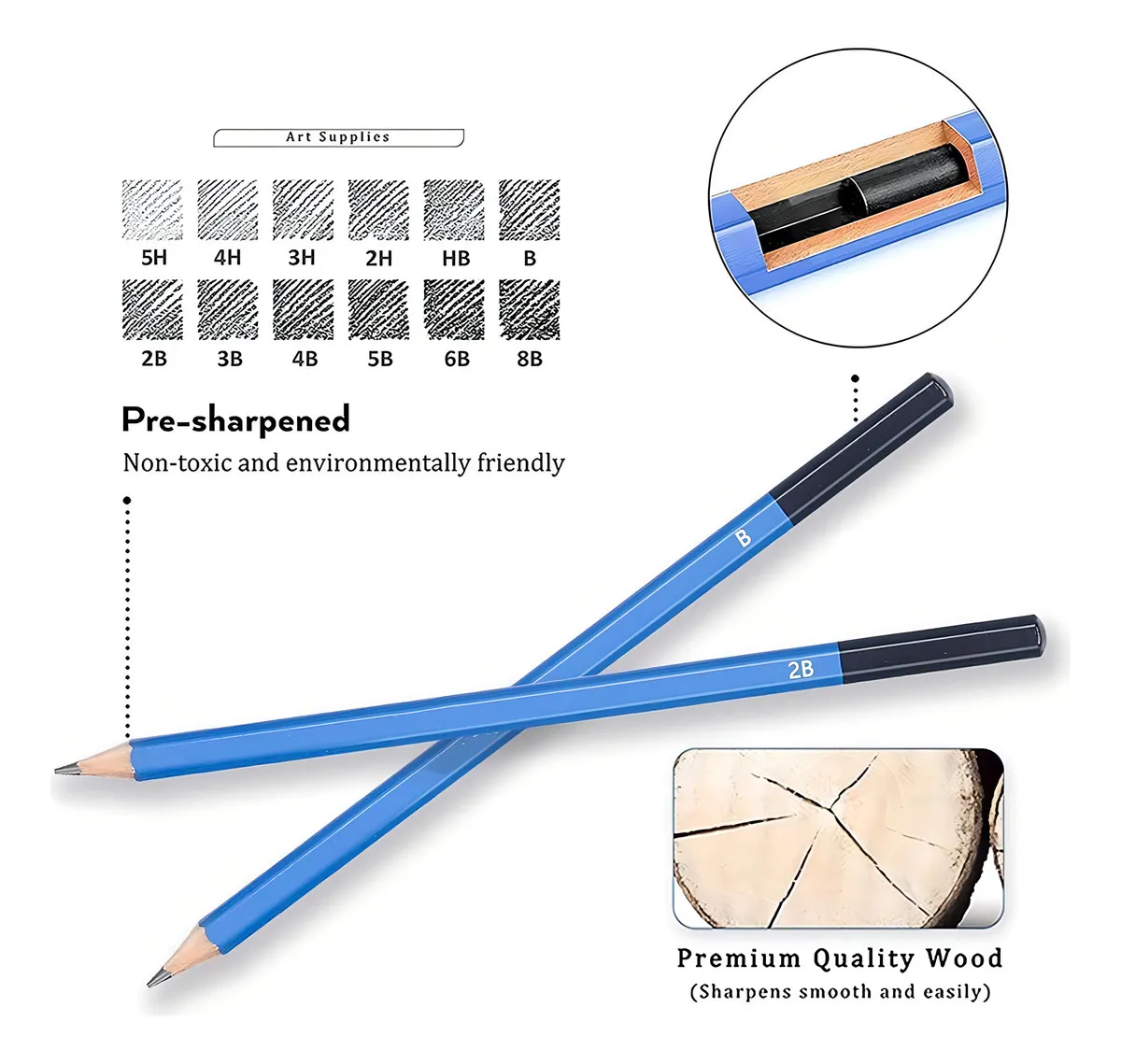 Kit Lapices Dibujo 37 Piezas Trazo Negro - Miniatura 2