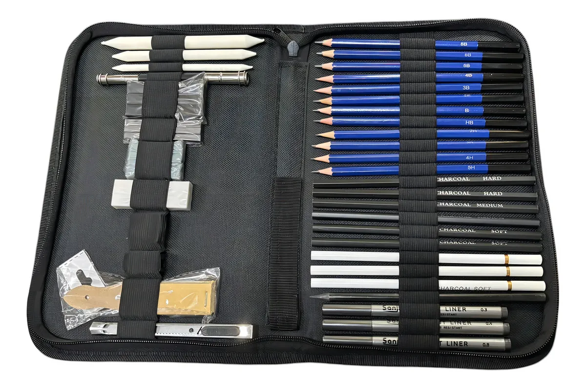 Kit Lapices Dibujo 37 Piezas Trazo Negro - Miniatura 3
