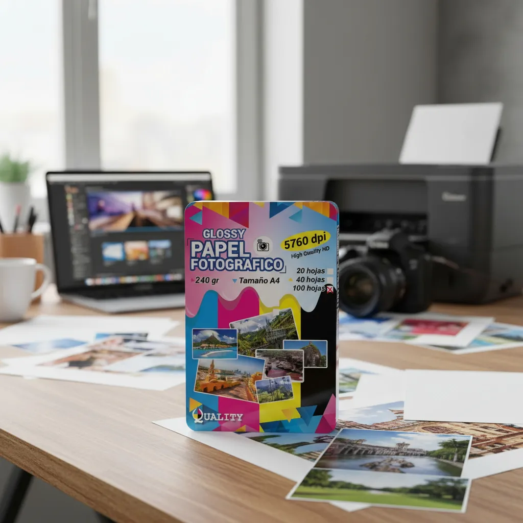 100 Hojas Papel Fotográfico Brillante Grueso 240 Gramos Blanco