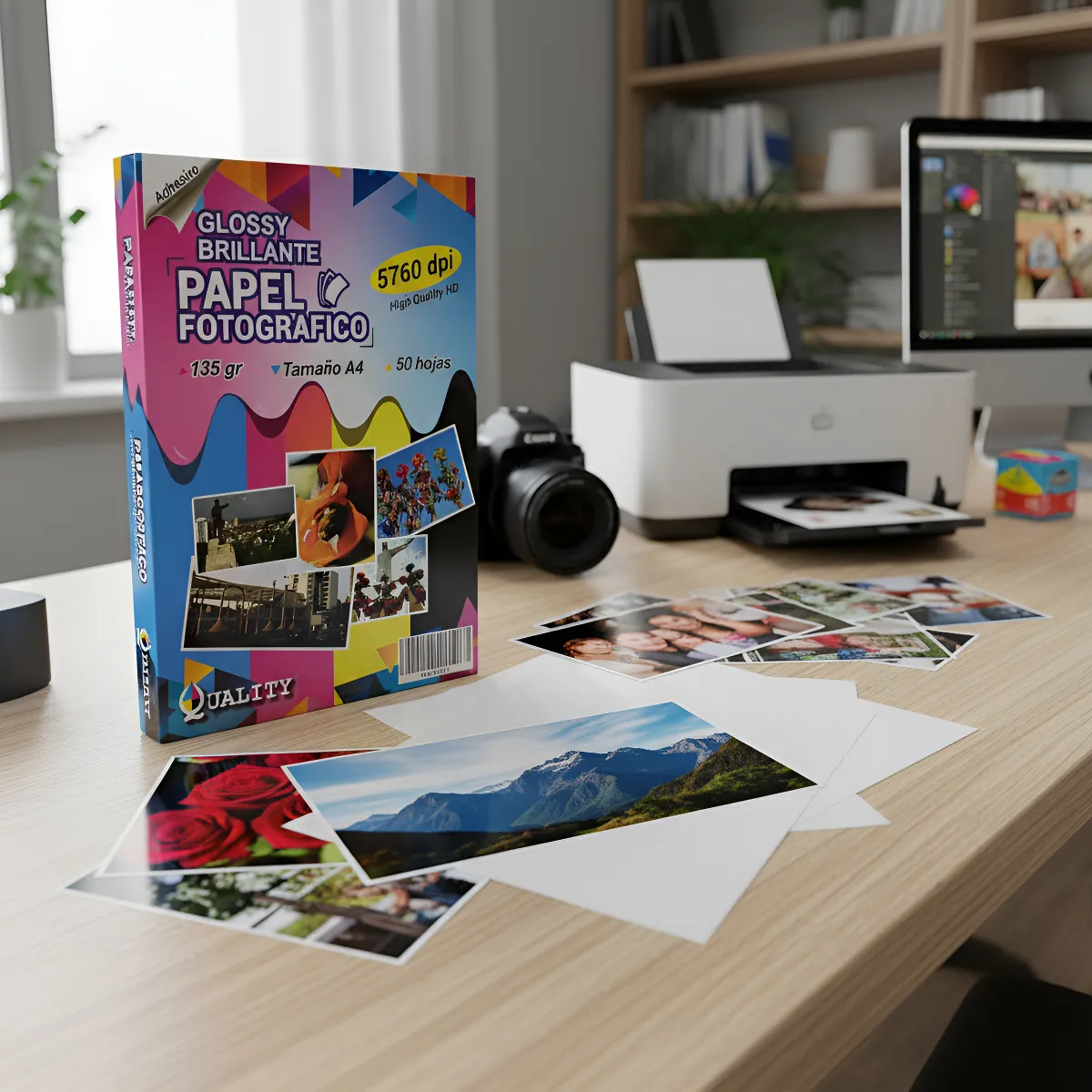 100 Hojas Papel Fotográfico Brillante Grueso 240 Gramos Blanco - Miniatura 3
